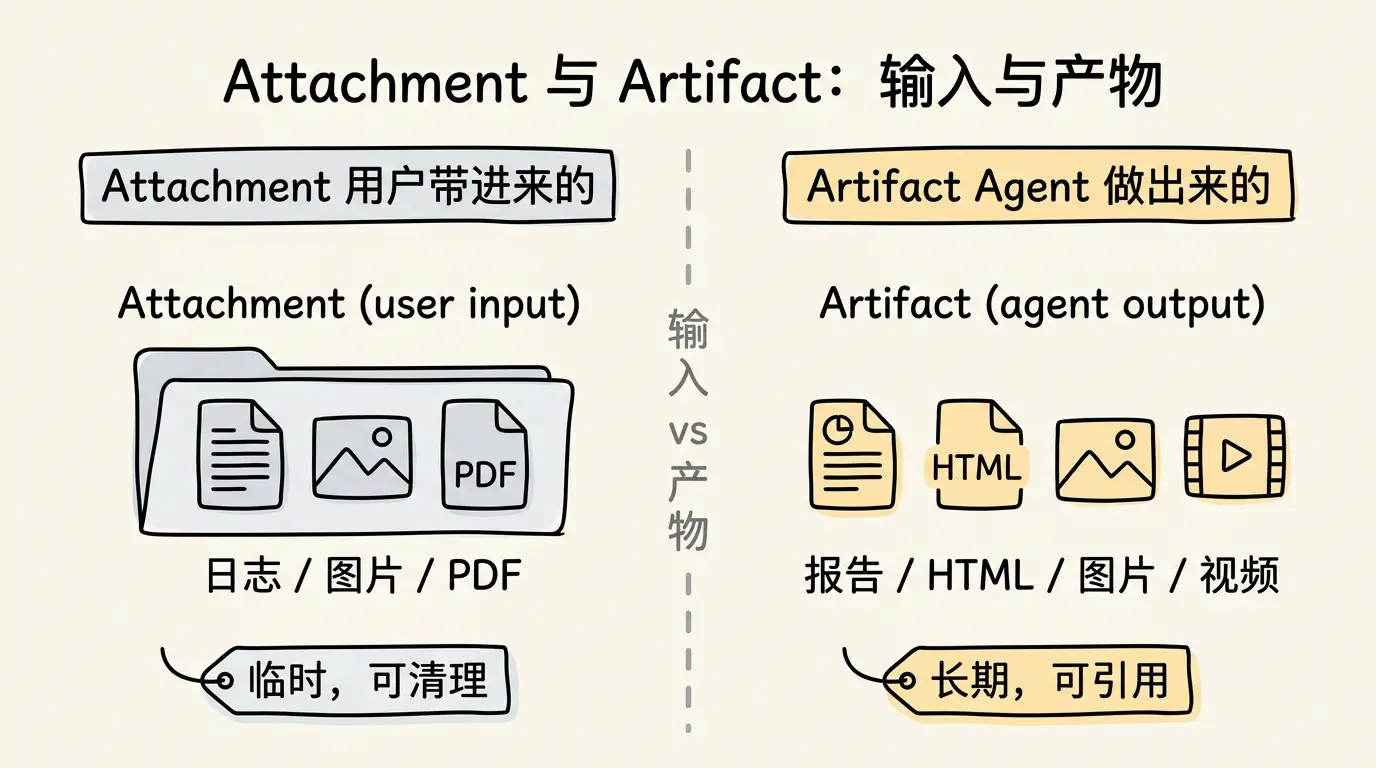 Attachment 与 Artifact:输入与产物,别放一起